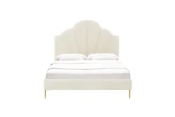 Bridgette Cream King Velvet Platform Bed