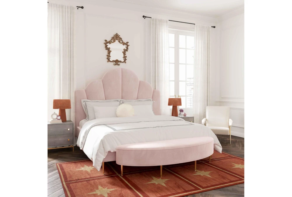 Bridgette Blush Queen Velvet Platform Bed - Image 3