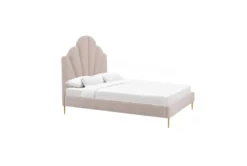 Bridgette Blush Queen Velvet Platform Bed