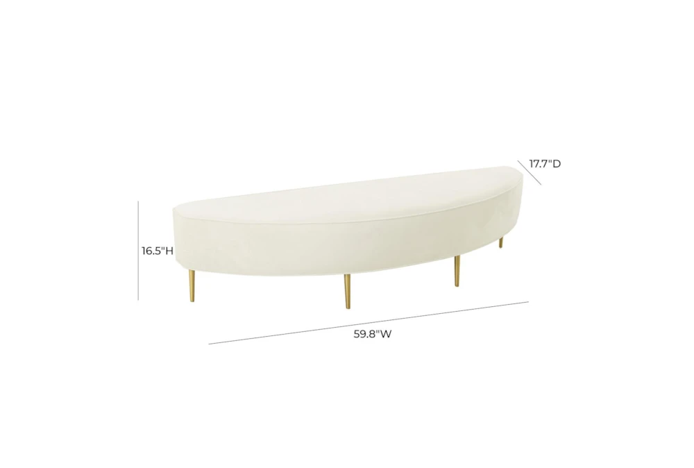 Bridgette Cream Full Velvet Bench - Image 3