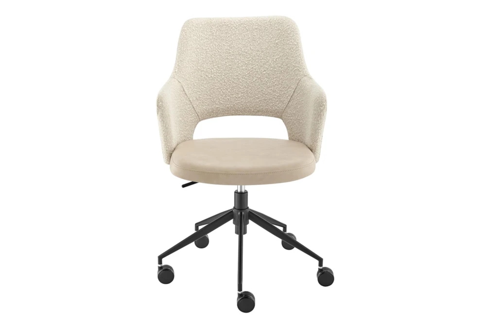 Valita Ivory Faux Leather & Fabric Office Chair