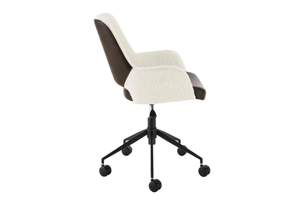 Mayfield Ivory Fabric & Brown Faux Leather Office Chair - Image 4