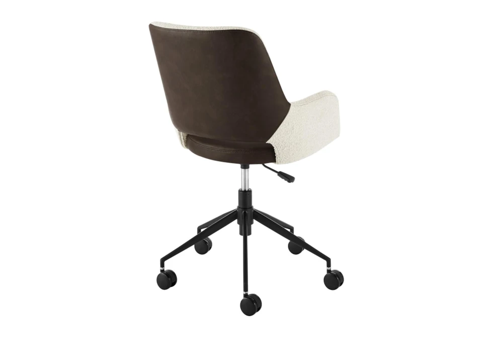 Mayfield Ivory Fabric & Brown Faux Leather Office Chair - Image 5