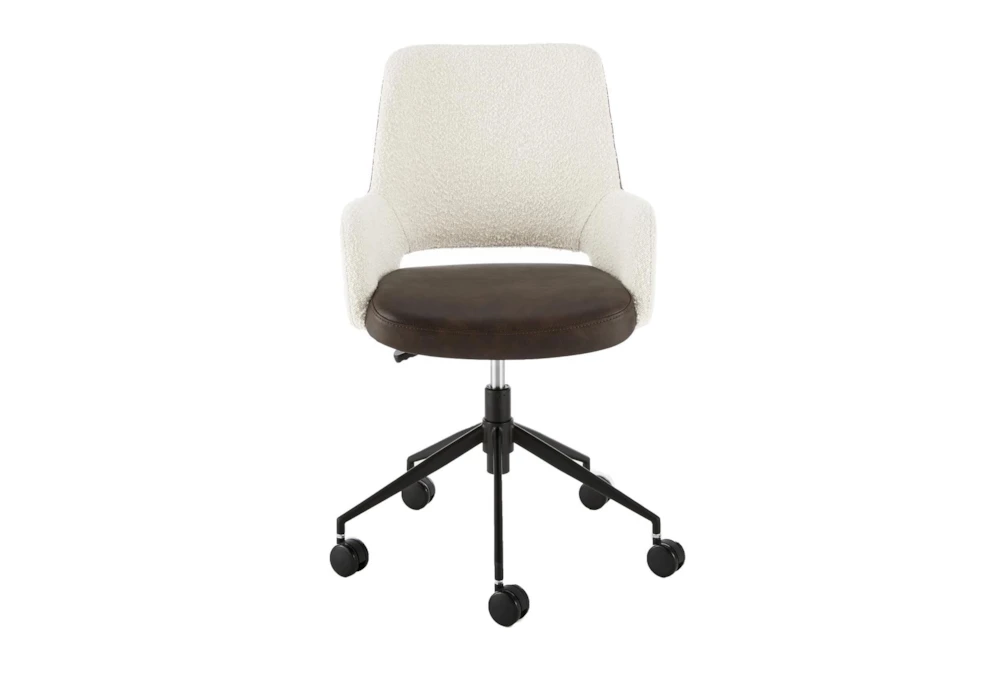 Mayfield Ivory Fabric & Brown Faux Leather Office Chair