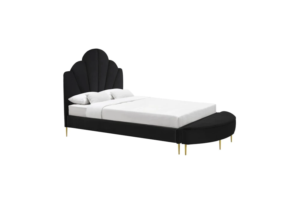 Bridgette Black King Velvet Platform Bed With Bench