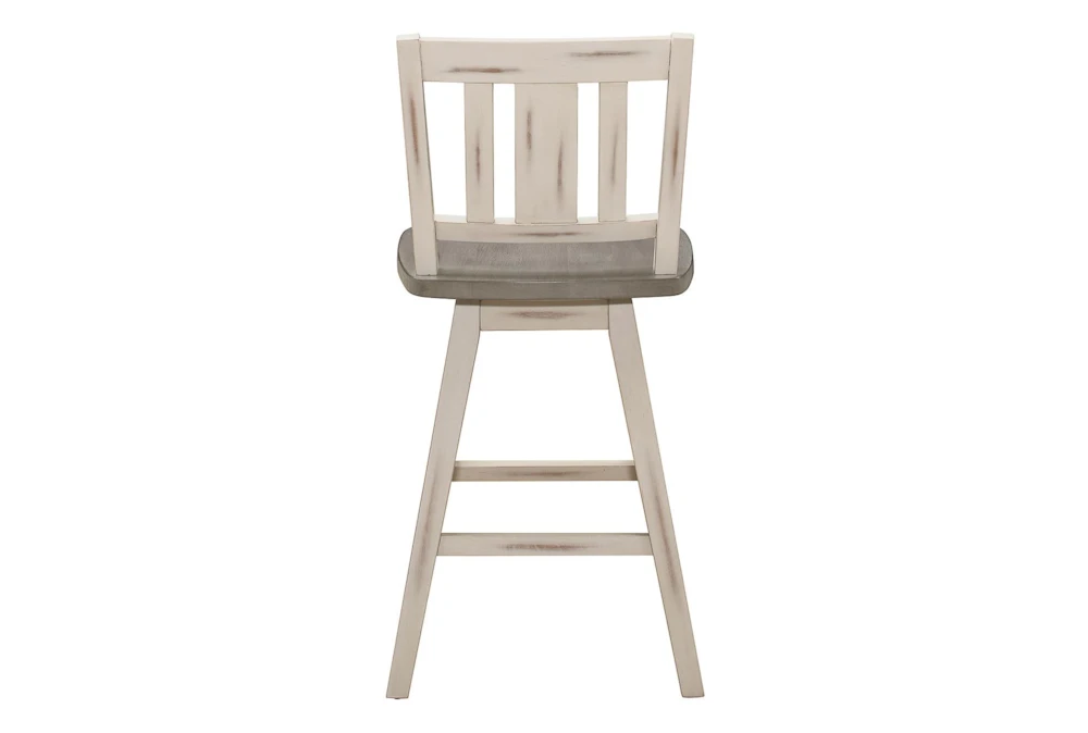 Lock White Slat Back Swivel Counter Stool Set Of 2 - Image 4
