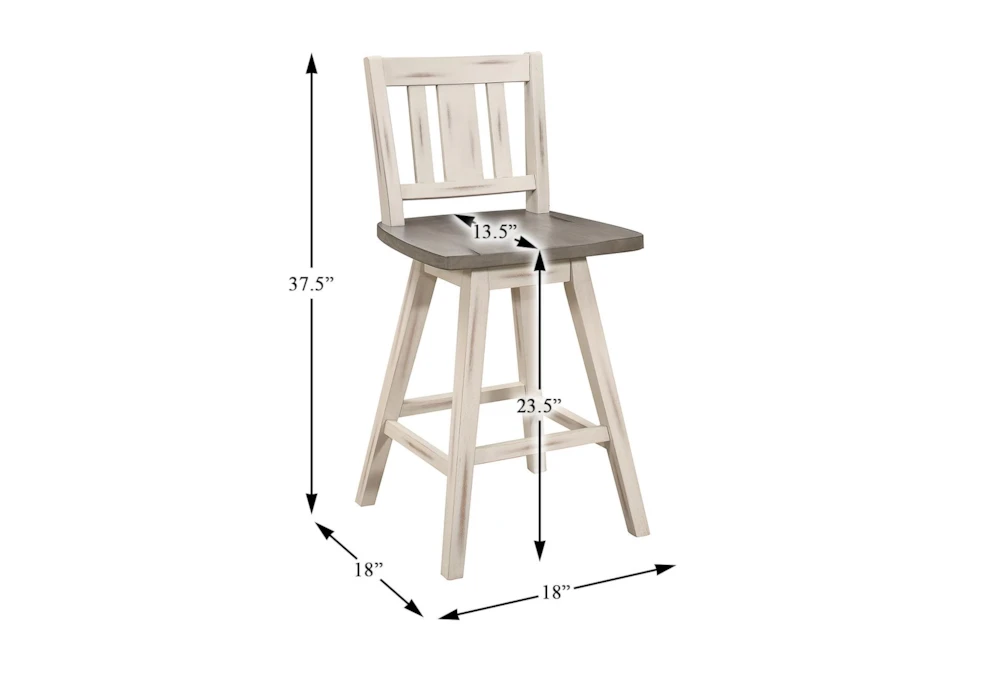 Lock White Slat Back Swivel Counter Stool Set Of 2 - Image 6