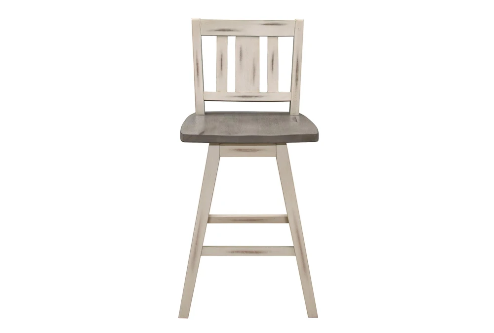 Lock White Slat Back Swivel Counter Stool Set Of 2 - Image 2