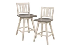 Lock White Slat Back Swivel Counter Stool Set Of 2