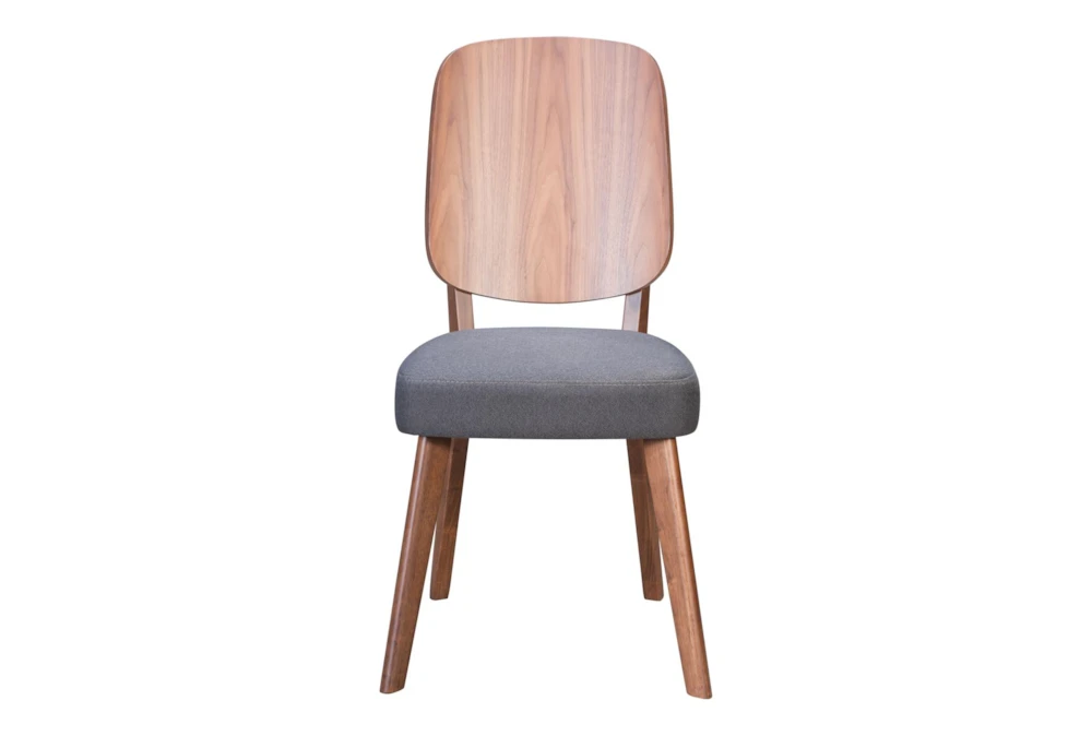 Modern Walnut & Dark Grey Dining Chair Set Of 2 - Image 2