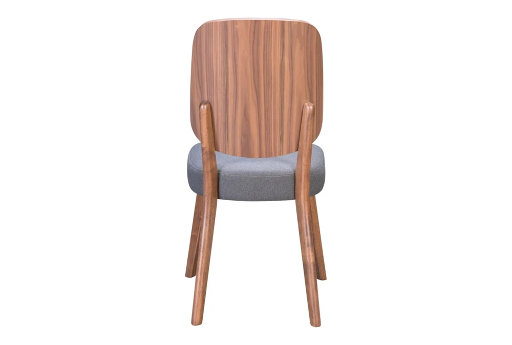 Modern Walnut & Dark Grey Dining Chair Set Of 2 - Image 5