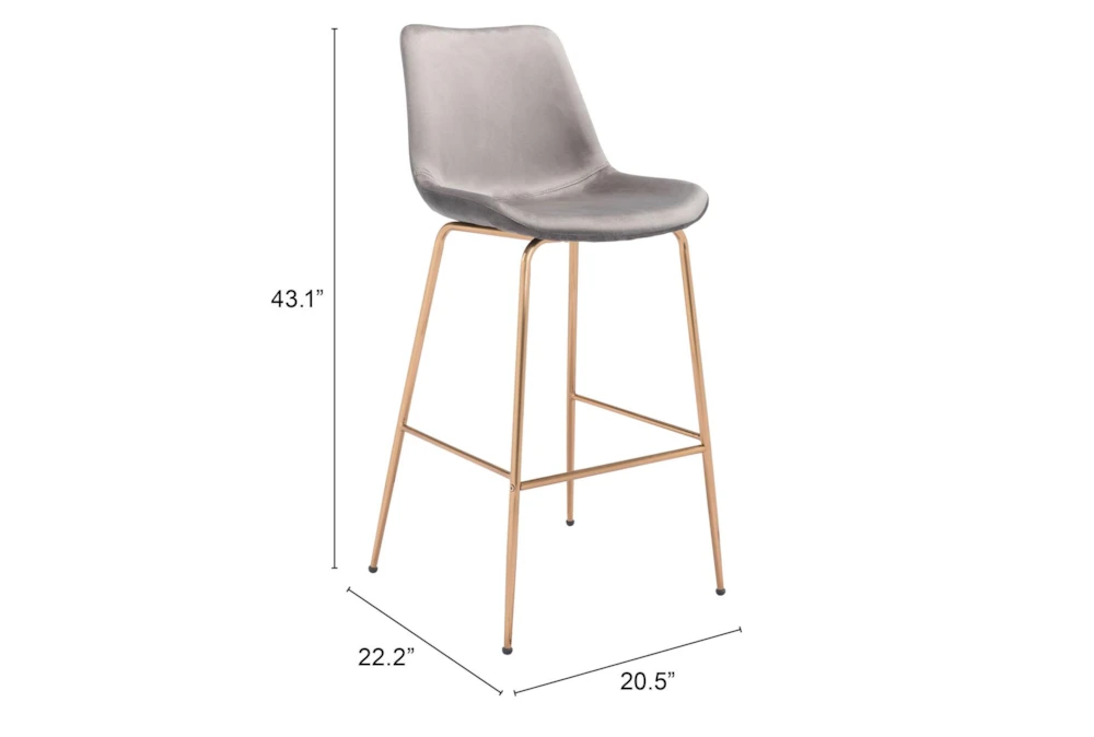 Grey Velvet Bucket Bar Stool - Image 10