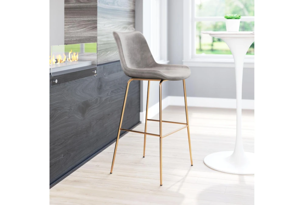 Grey Velvet Bucket Bar Stool - Image 2