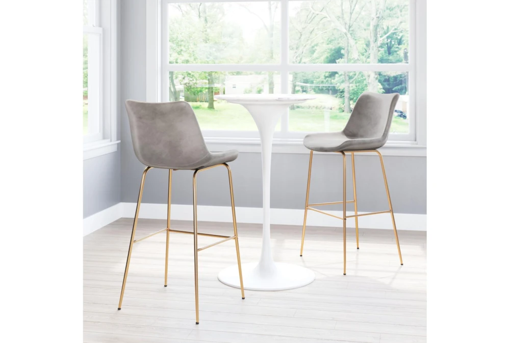 Grey Velvet Bucket Bar Stool - Image 3