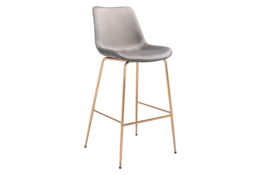 Grey Velvet Bucket Bar Stool