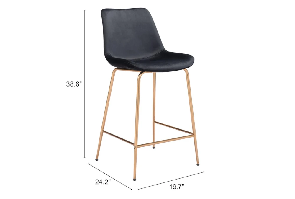 Black Velvet Bucket Counter Stool - Image 10