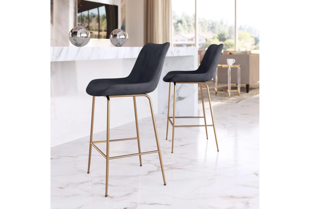 Black Velvet Bucket Counter Stool - Image 3