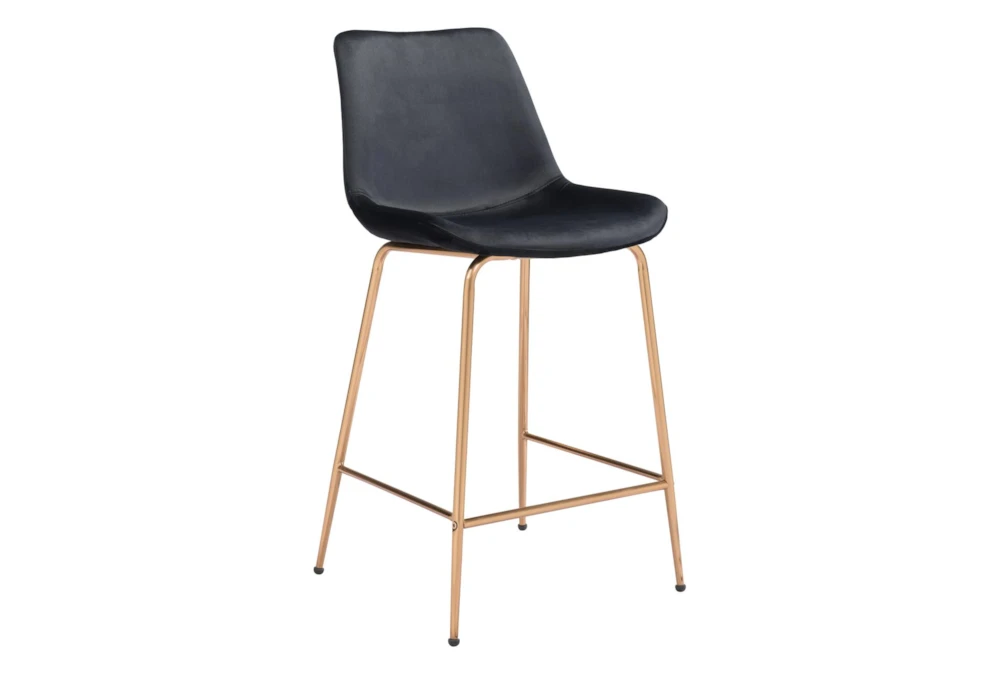 Black Velvet Bucket Counter Stool