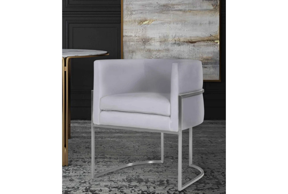 Elle Grey Velvet Dining Chair With Silver Leg - Image 7