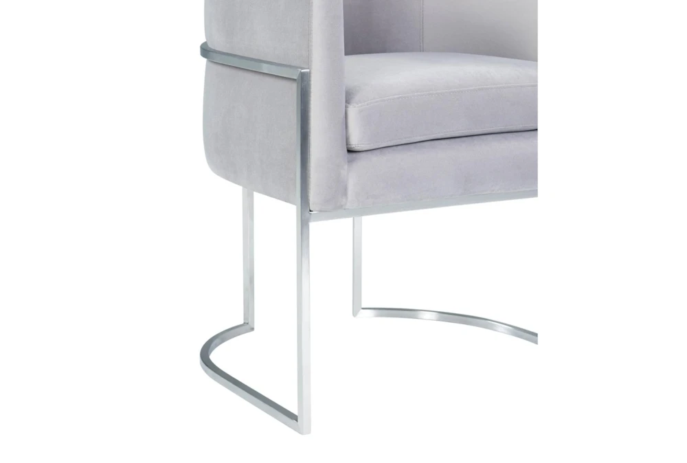 Elle Grey Velvet Dining Chair With Silver Leg - Image 2