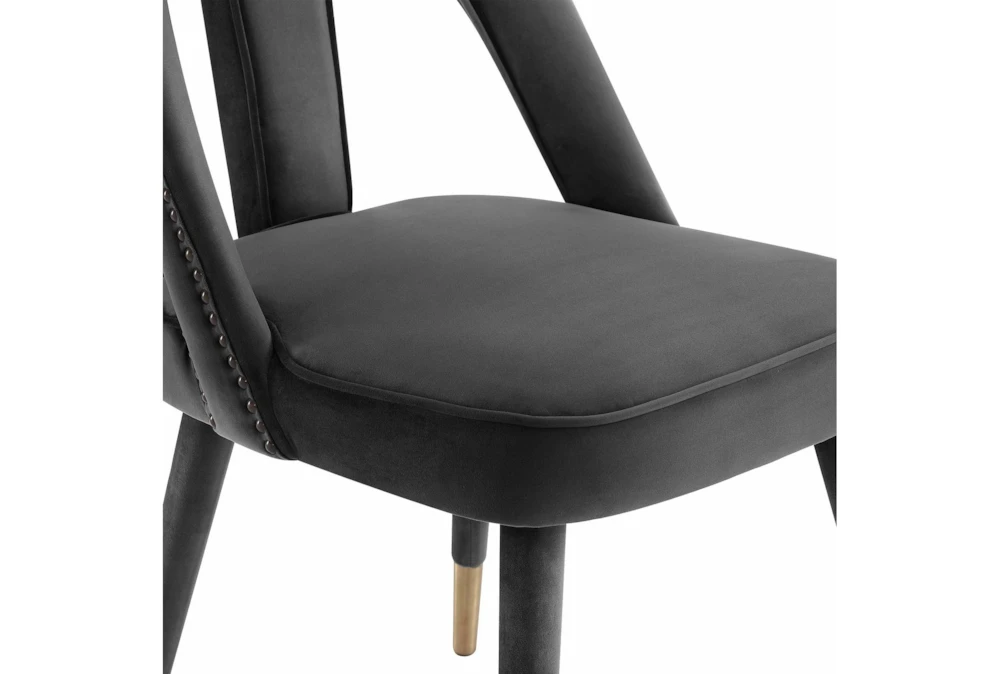 Terra Dark Grey Velvet Dining Chair - Image 4