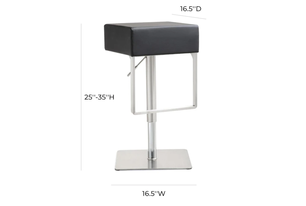 Elle Black Stainless Adjustable Swivel Barstool - Image 5