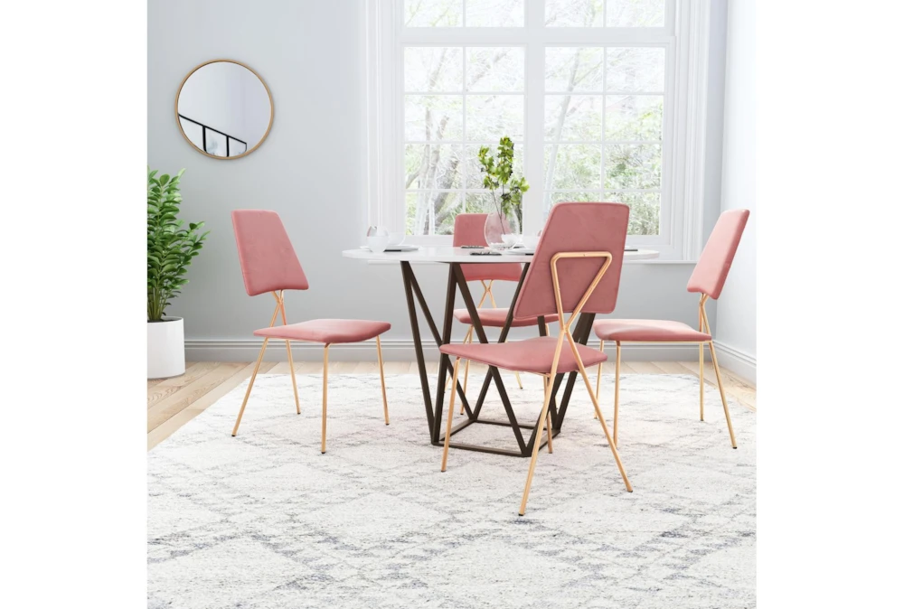 Pink & Gold X Back Frame Dining Chair Set Of 2 - Image 9