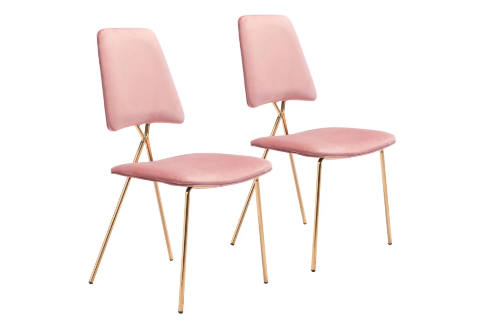 Pink & Gold X Back Frame Dining Chair Set Of 2