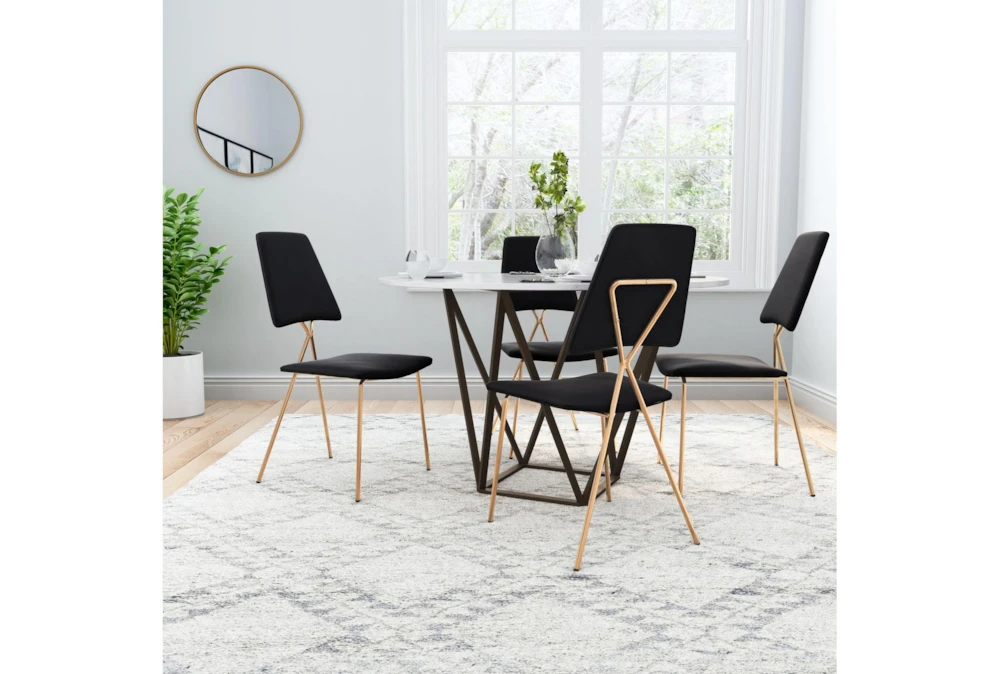 Black & Gold X Back Frame Dining Chair Set Of 2 - Image 9