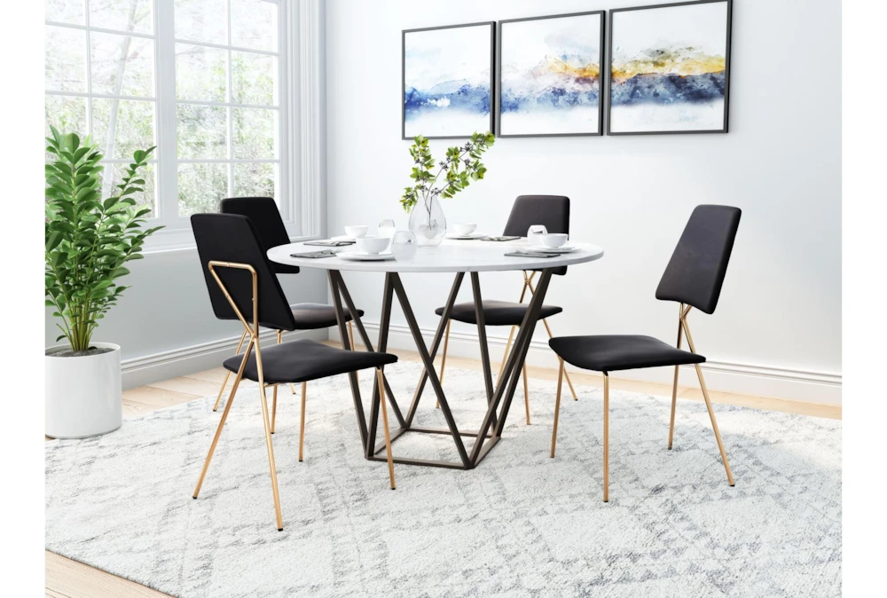 Black & Gold X Back Frame Dining Chair Set Of 2 - Image 10