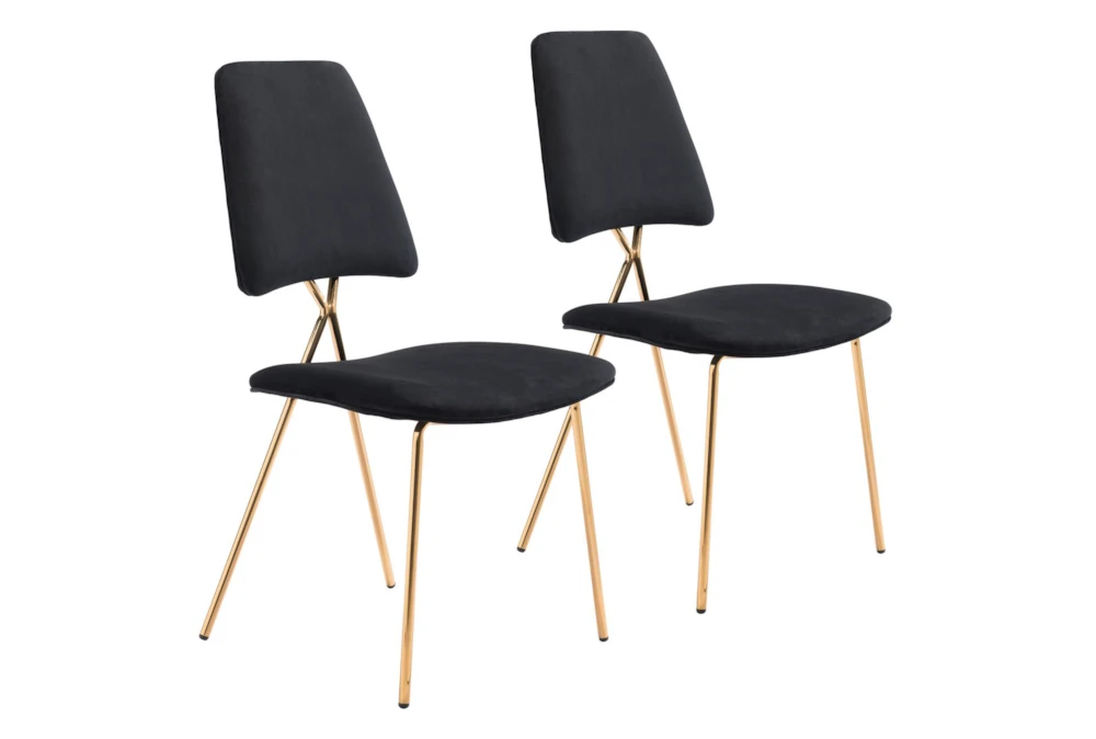 Black & Gold X Back Frame Dining Chair Set Of 2