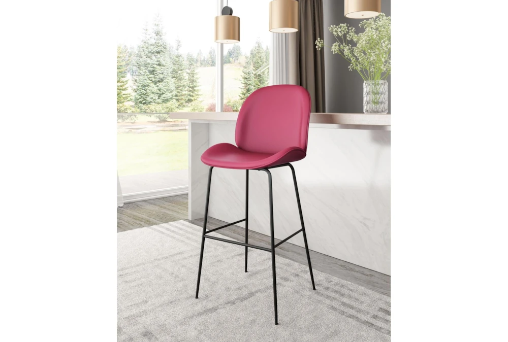Red Scooped Bar Stool - Image 9