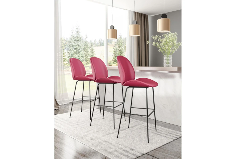 Red Scooped Bar Stool - Image 10