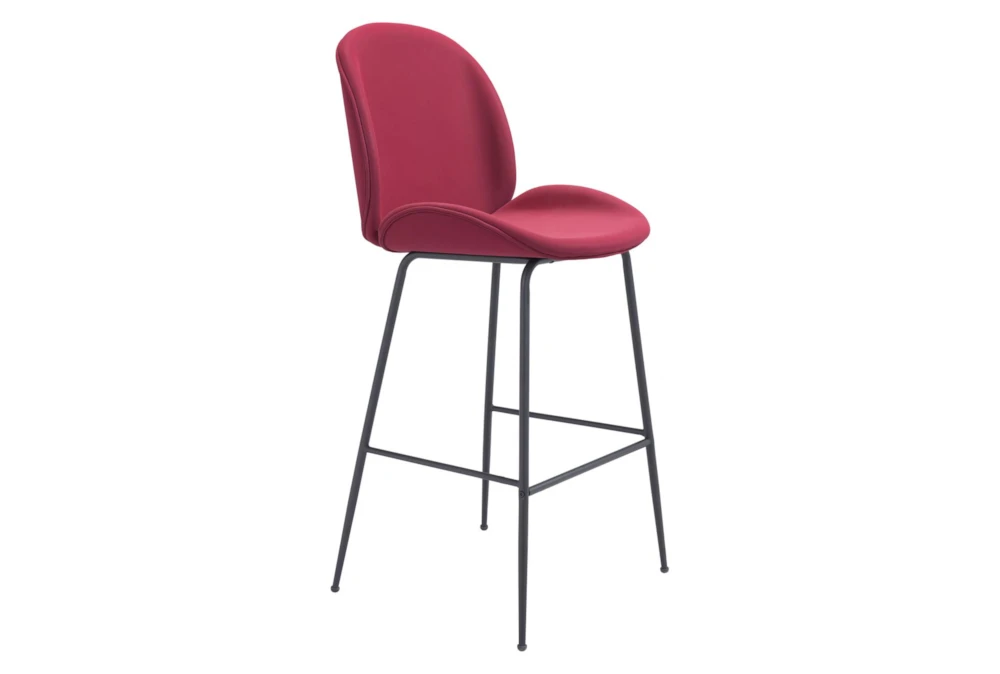 Red Scooped Bar Stool