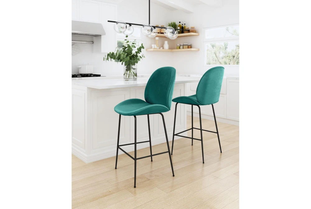 Green Scooped Counter Stool - Image 10