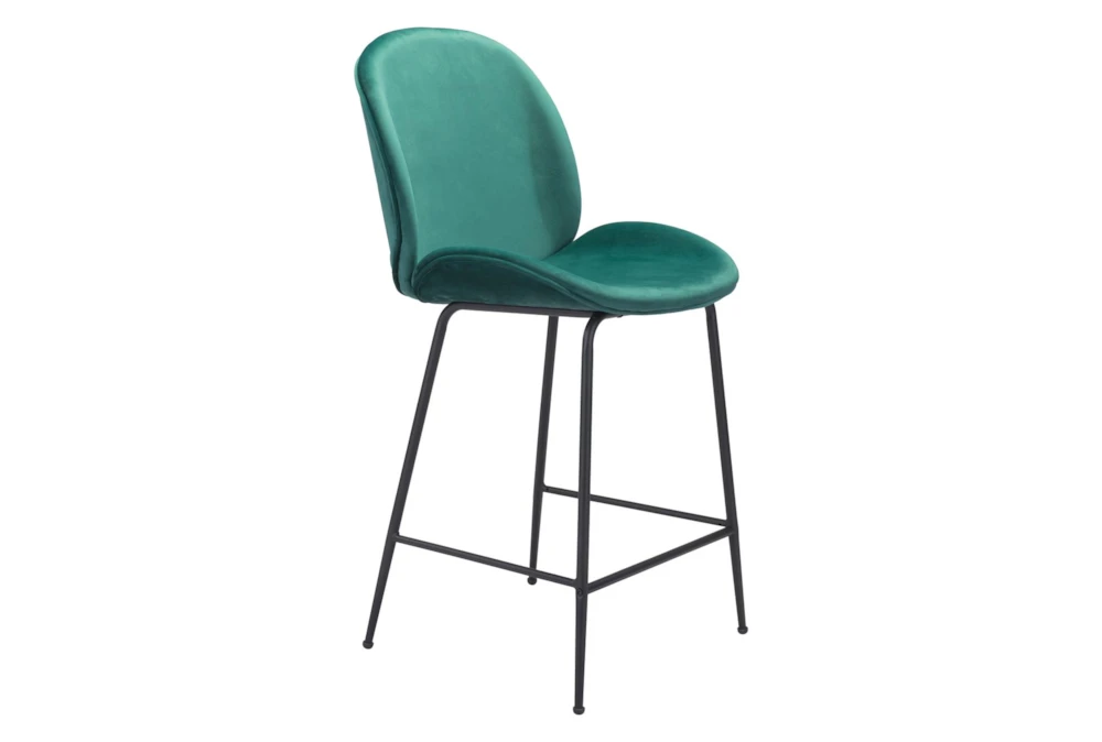 Green Scooped Counter Stool