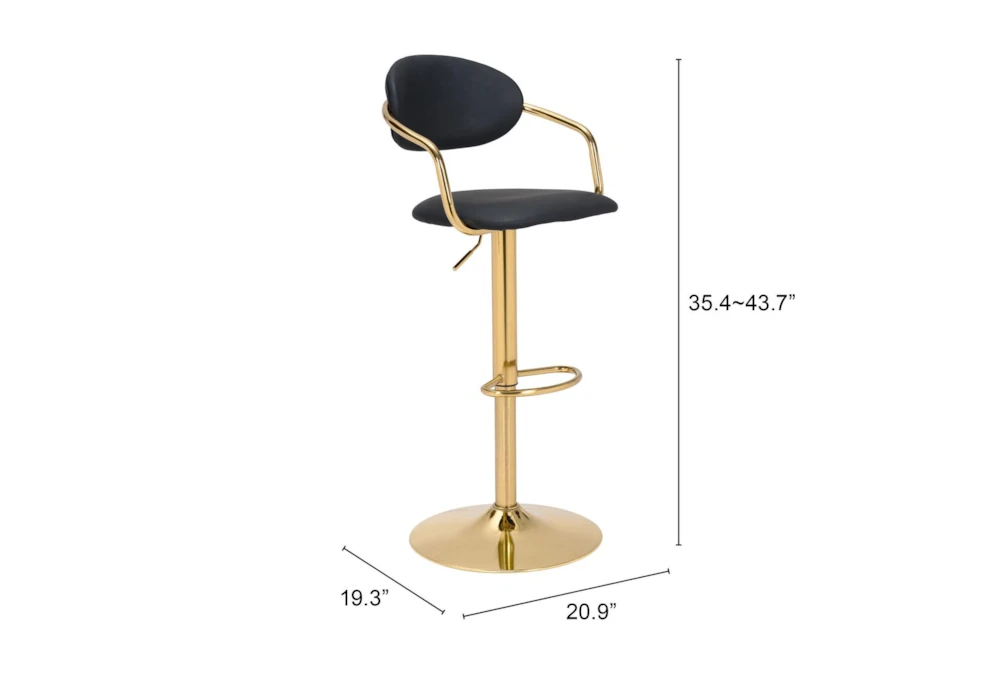 Guss Black & Gold Adjustbale Swivel Bar Stool - Image 10