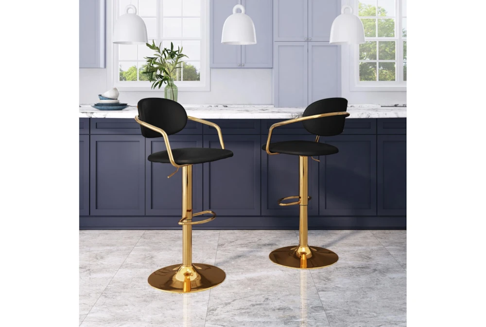 Guss Black & Gold Adjustbale Swivel Bar Stool - Image 3