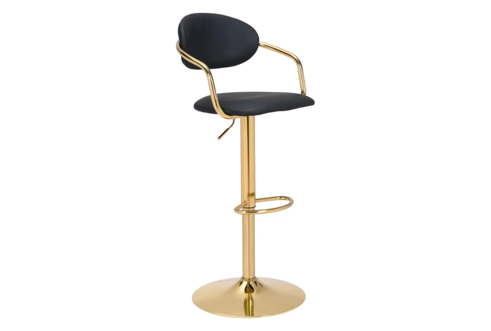 Guss Black & Gold Adjustbale Swivel Bar Stool