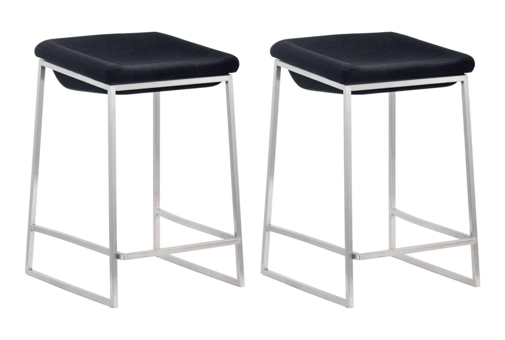 Dark Grey Modern Backless Counter Stool Set Of 2