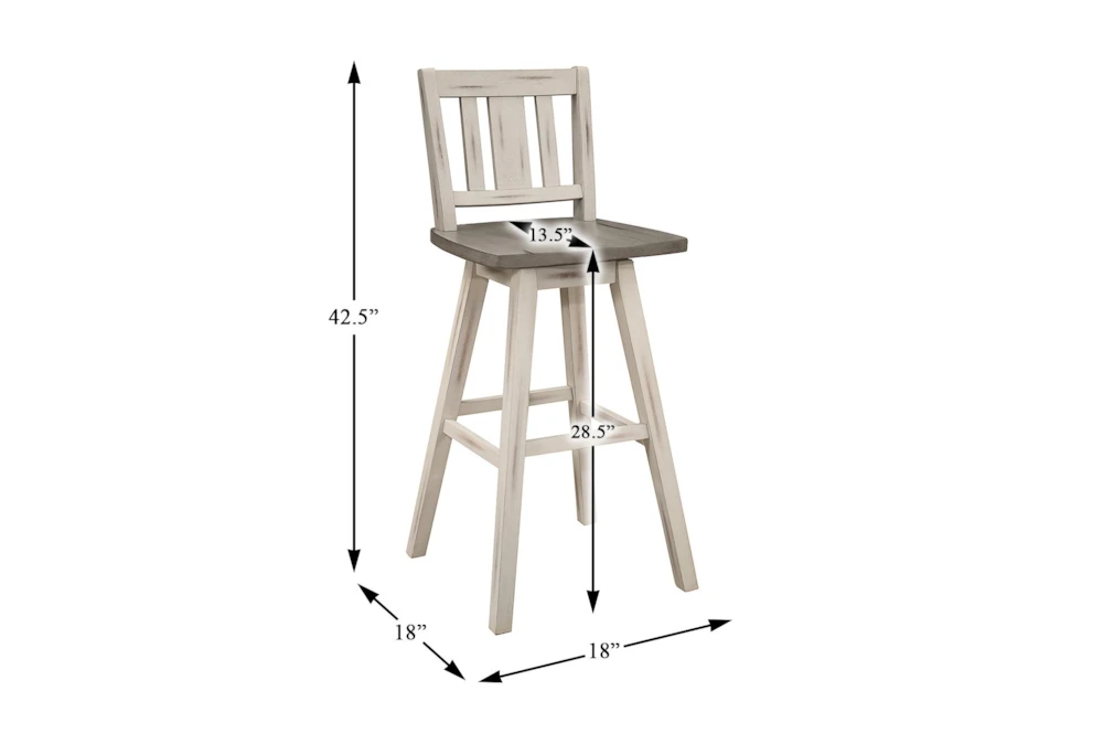 Lock White Slat Back Swivel Bar Stool Set Of 2 - Image 5