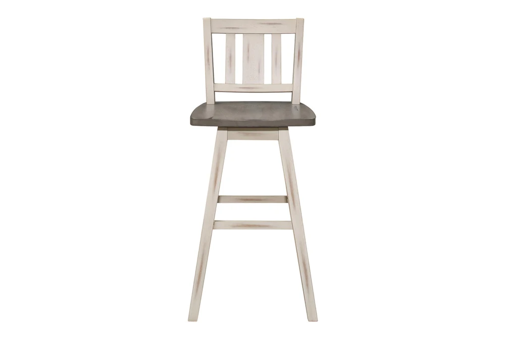 Lock White Slat Back Swivel Bar Stool Set Of 2 - Image 4