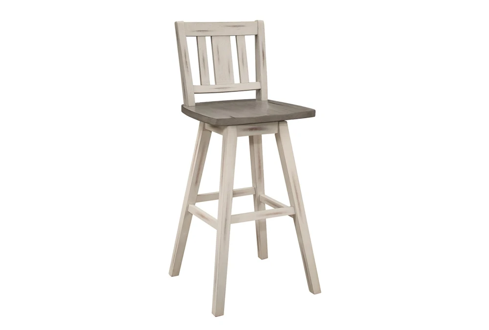 Lock White Slat Back Swivel Bar Stool Set Of 2 - Image 2