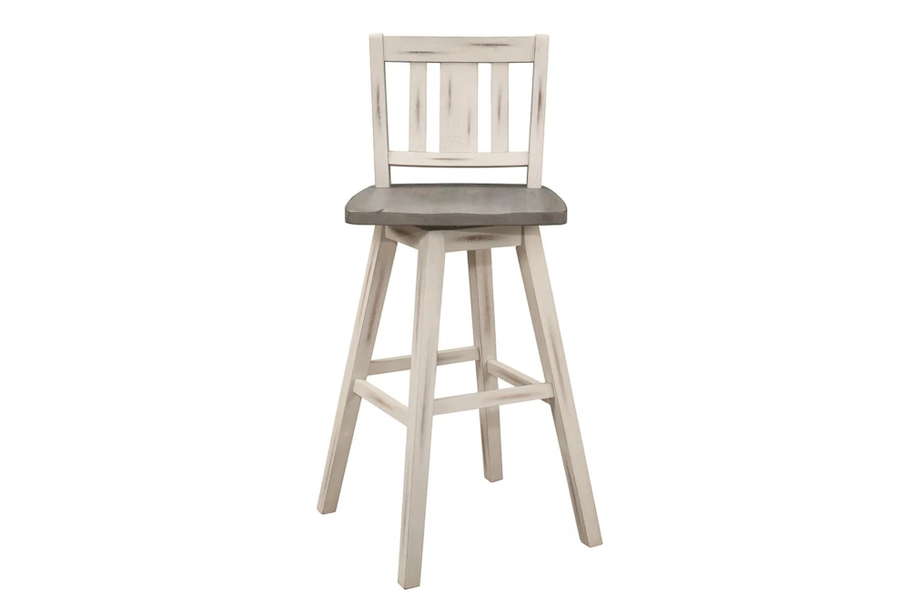 Lock White Slat Back Swivel Bar Stool Set Of 2 - Image 3