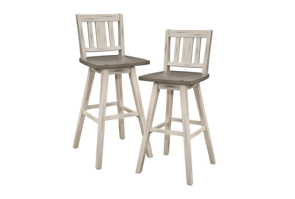 Lock White Slat Back Swivel Bar Stool Set Of 2