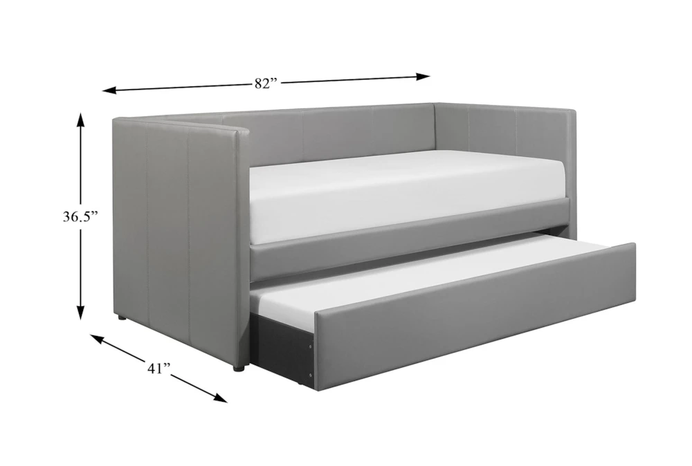 Woodwell Grey Leather Twin Daybed With Trundle - Image 3