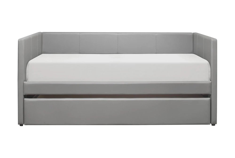 Woodwell Grey Leather Twin Daybed With Trundle - Image 2