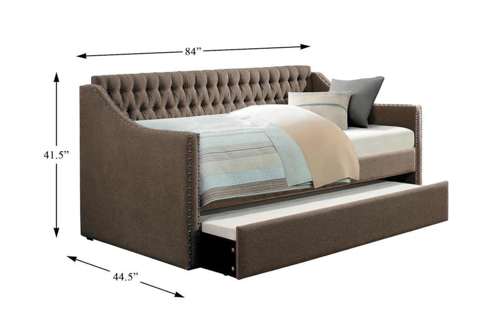 Luxe Brown Twin Upholstered Daybed With Trundle - Image 3