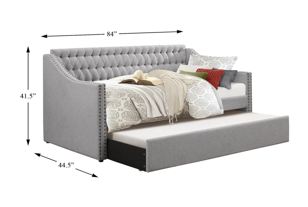 Luxe Grey Twin Upholstered Daybed With Trundle - Image 2