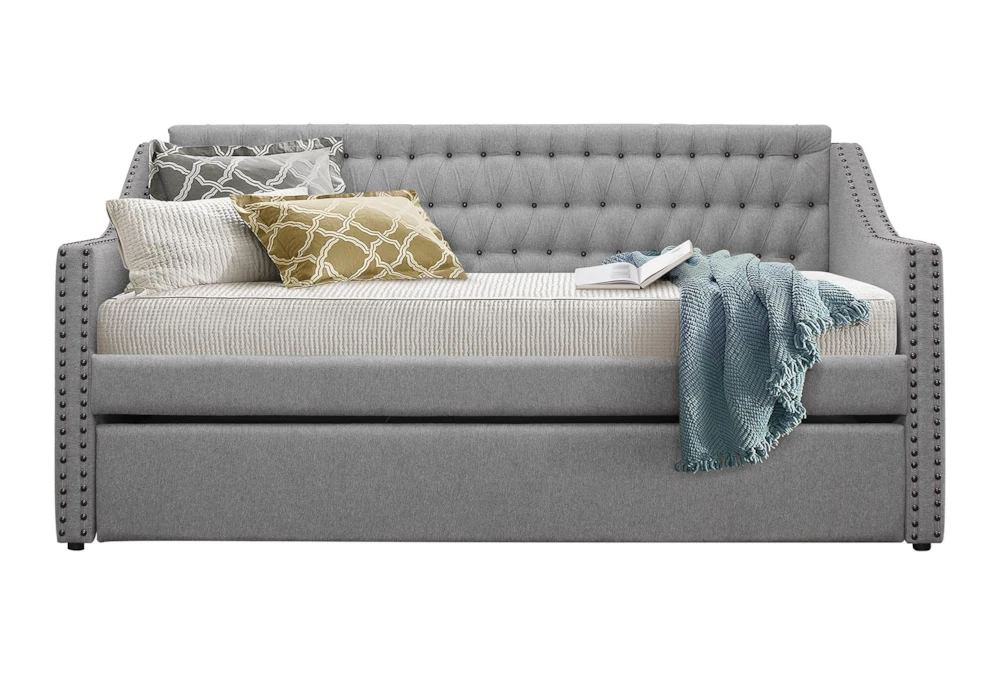 Luxe Grey Twin Upholstered Daybed With Trundle - Image 6